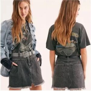 Free People We the Free Sidecar Distressed Denim Mini Skirt Size 29